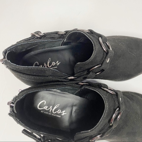 Carlos by Carlos Santana Black Vegan Suede Pointer Ankle Booties - Picture 6 of 13
